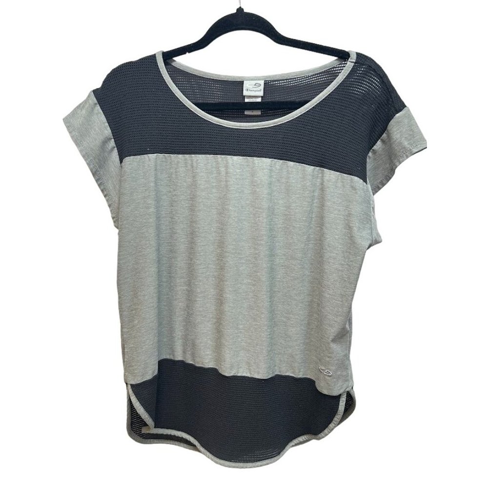 Champion Womenβs Gray w/ Black Mesh Size Medium Workout T Shirtβ Top